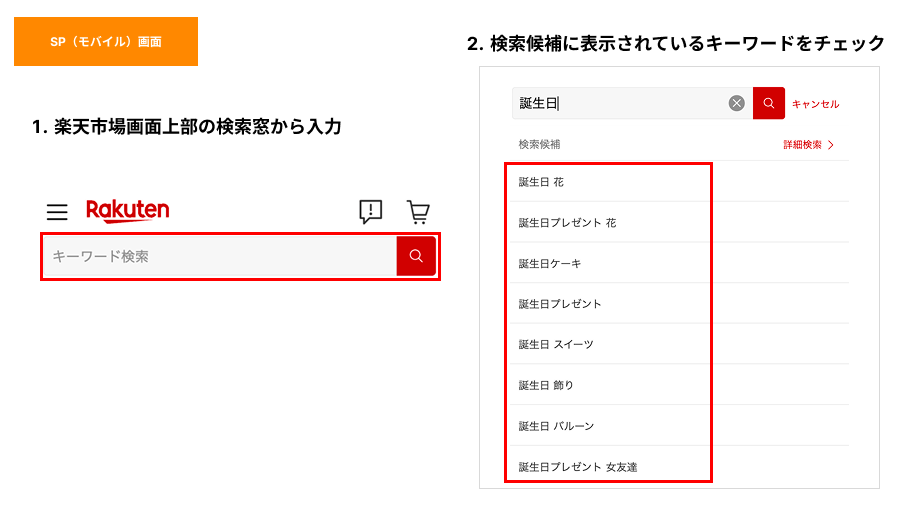 楽天市場 サジェスト